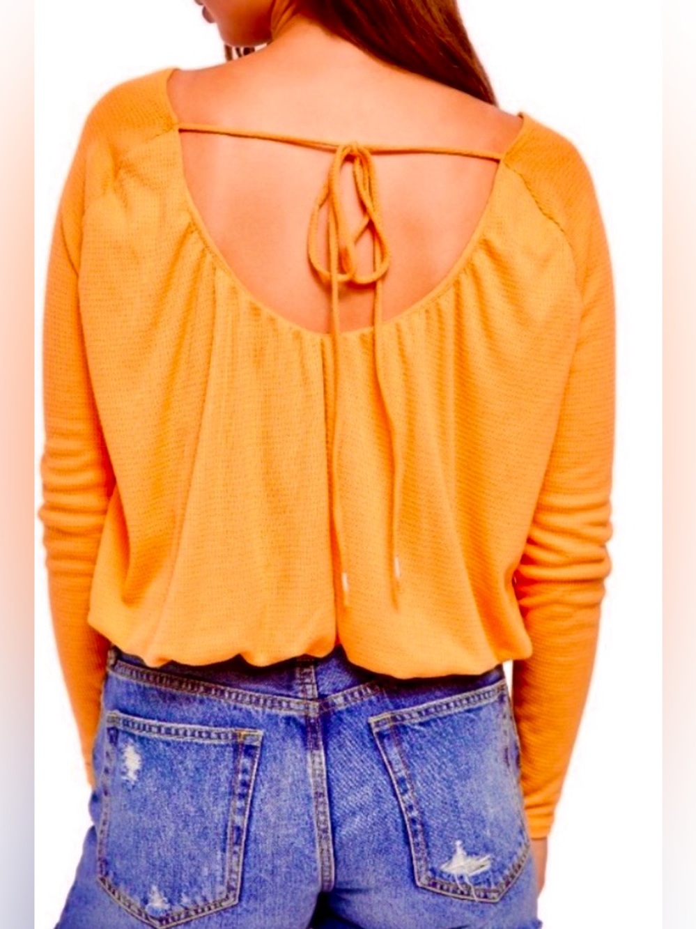 NWT FREE PEOPLE BONDI LONG SLEEVE THERMAL TOP  MALIBU ORANGE